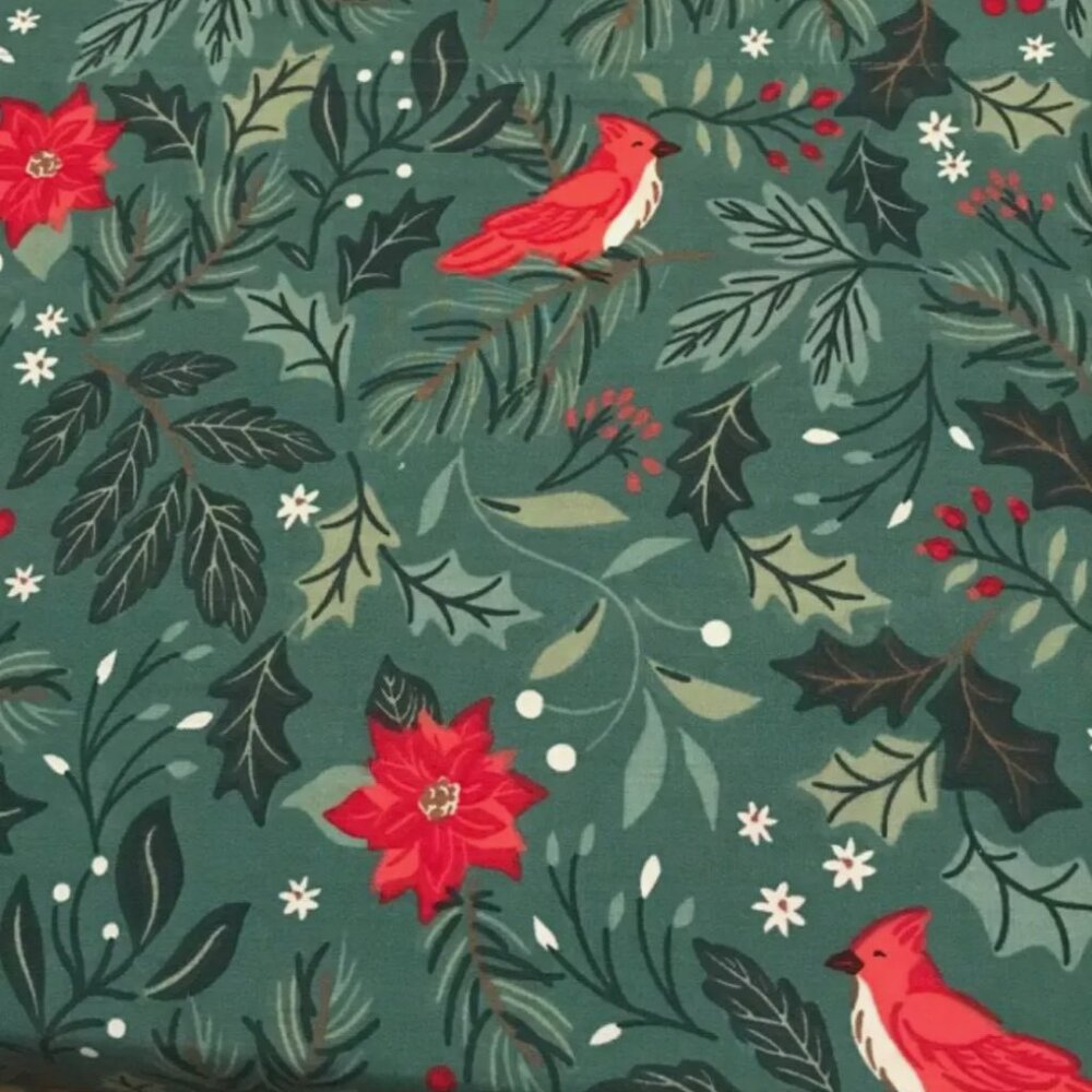 Brooks Brothers Christmas King Sheet Set Holidays Red Cardinal Poinsettia Holly